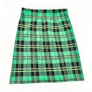 St. Michael Green Plaid Tartan Pencil Skirt Size L UK 10